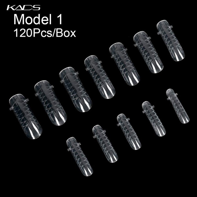 KADS 120PCS Clear Full Cover Dual Nail System Form UV Gel Acrylic Nail Art Mold Artificial Nail Tips with Scale for Extension (MODEL 1) - Image 3